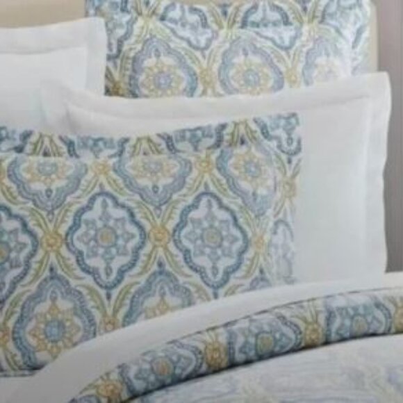 Pottery Barn Other - Pottery Barn Blue Green Paisley 100% Cotton Dawn King Duvet Cover Euro Sham